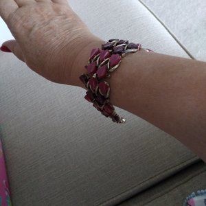 Vintage Pink Purple Thermoset Lucite Cuff  Bracelet